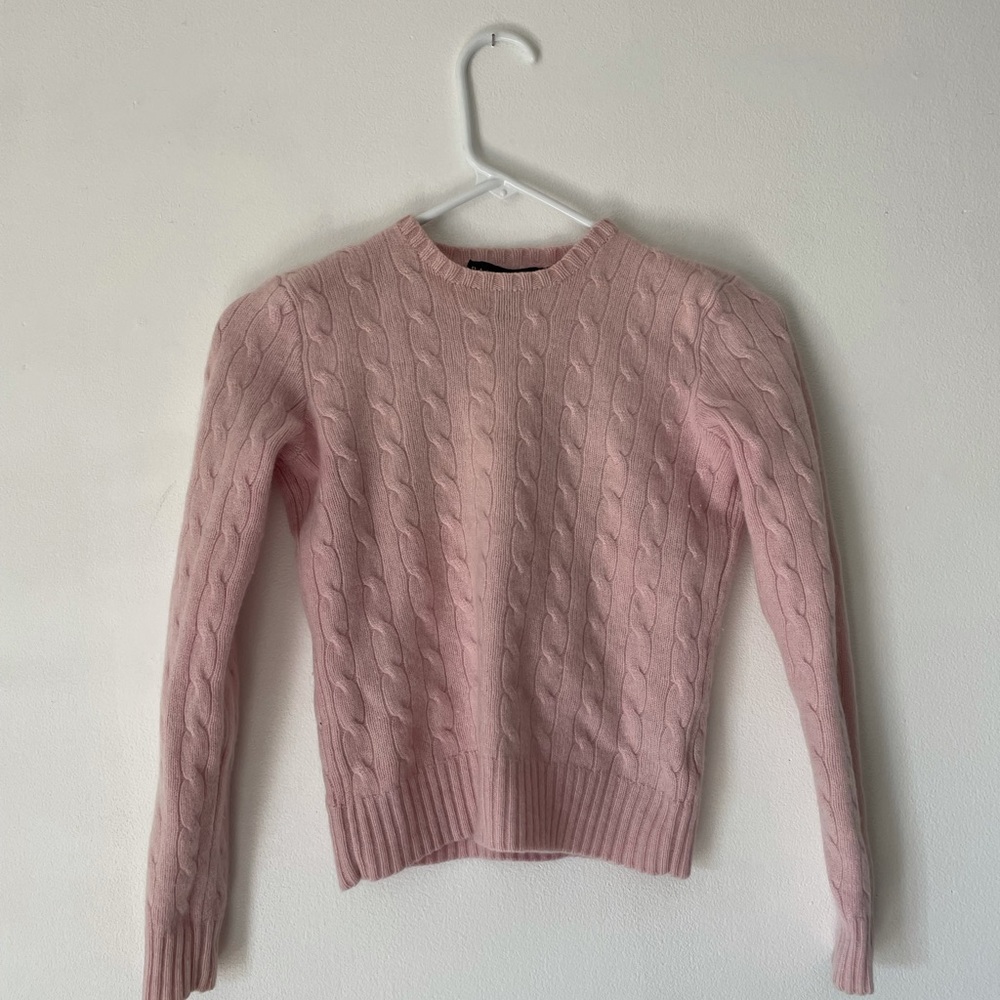 Ralph Lauren baby pink cable knit sweater.